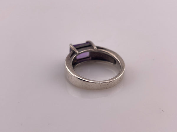 size 7 sterling silver faceted amethyst marcasite ring