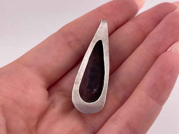 sterling silver amethyst elongated pear shape pendant