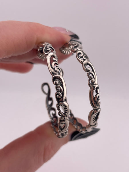 sterling silver large Carolyn Pollack 1 3/4" cut-out post hoop earrings