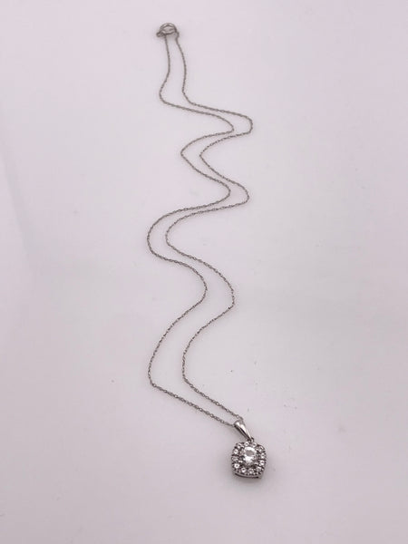 sterling silver delicate rhinestone pendant necklace
