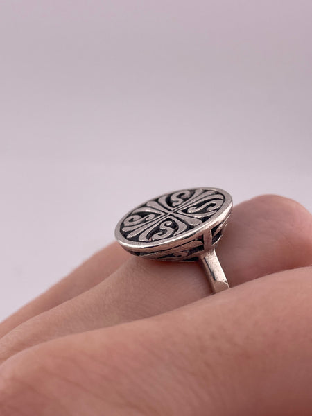 size 5.5 sterling silver stoneless cut-out round cross ring