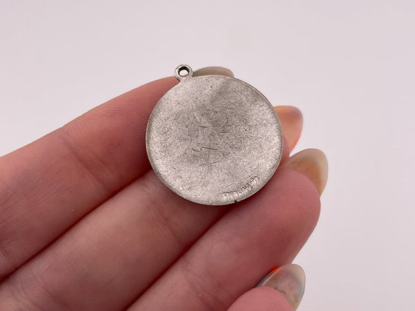 sterling silver round 'LOVE' pendant