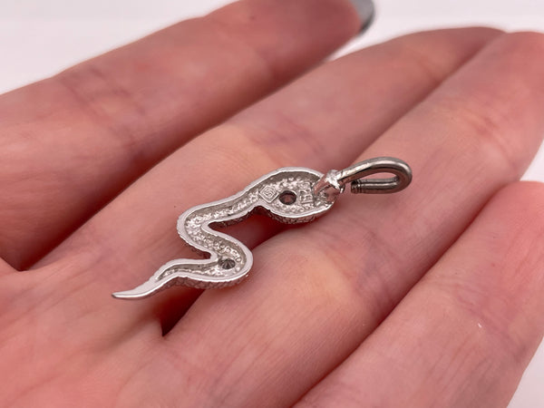 sterling silver snake rhinestone pendant