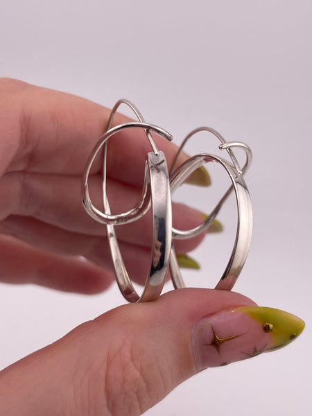 sterling silver stoneless funky swirly threader dangle earrings