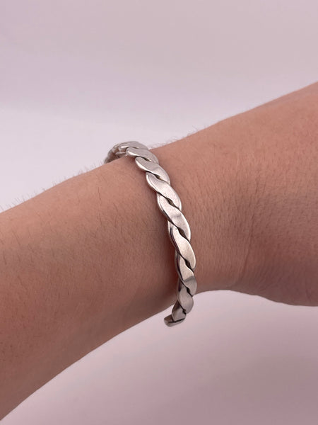 sterling silver stoneless braided cuff bracelet