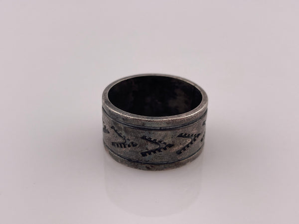 size 10 sterling silver stoneless stamped wide band ring