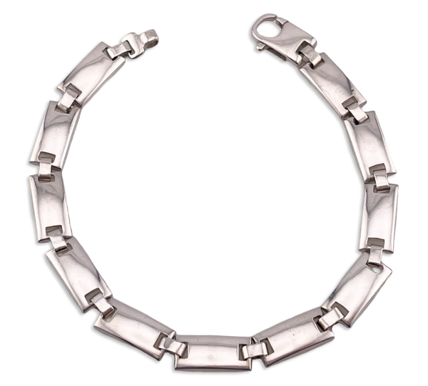 sterling silver 8 1/4" stoneless rectangle link bracelet