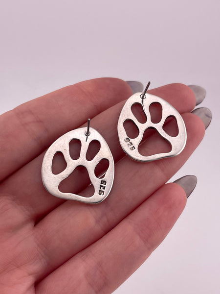 sterling silver paw print cut-out post earrings