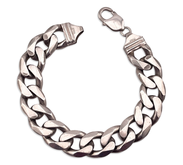 sterling silver 8" heavy 64 grams curb chain link bracelet