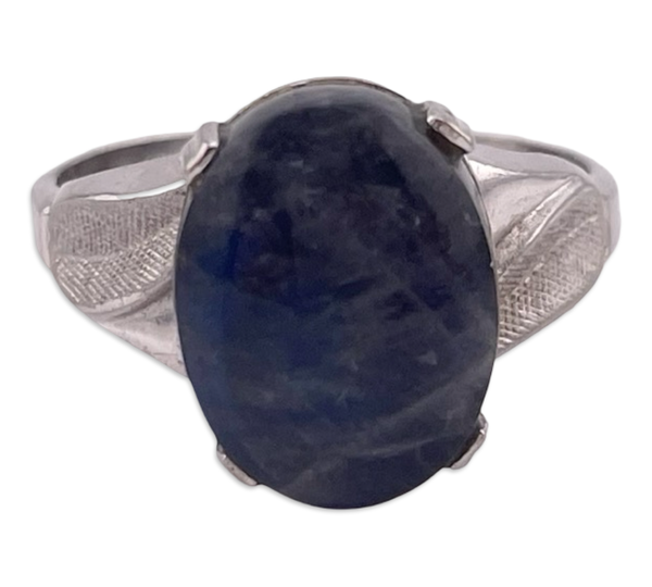 size 8.25 sterling silver rhodium plated labradorite textured leaf ring