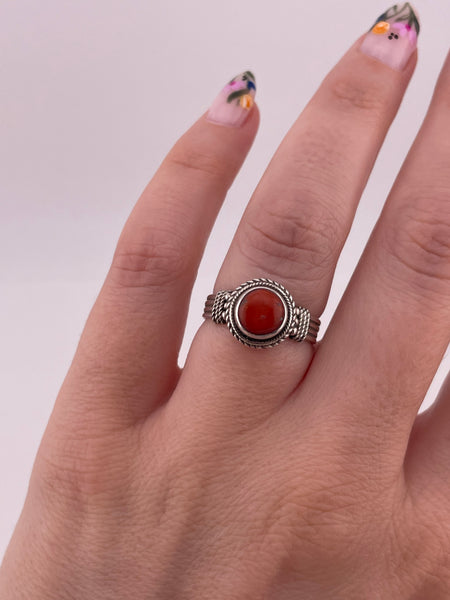 size 6.5 sterling silver coral ring