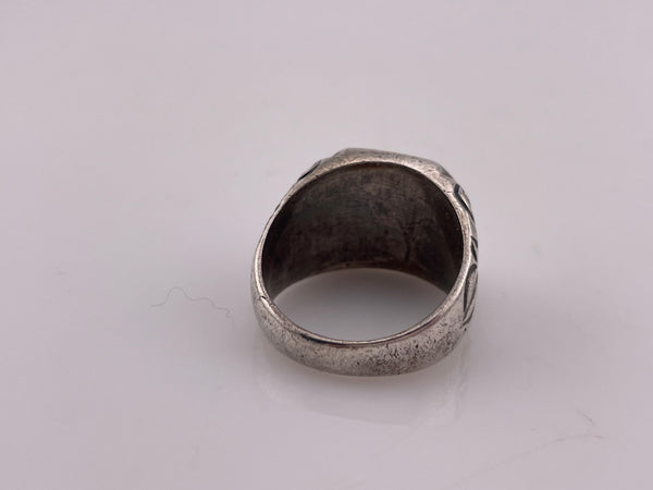 size 10 sterling silver heavy engraved signet 'MNS' initials ring