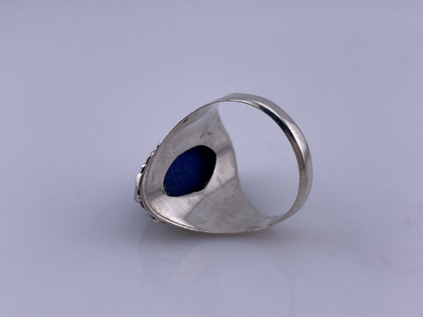 size 10.25 sterling silver marquise shape lapis ring