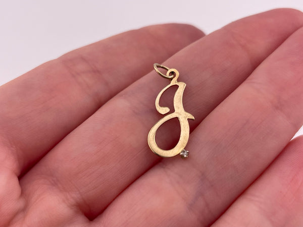 14k yellow gold diamond letter initial 'J' pendant