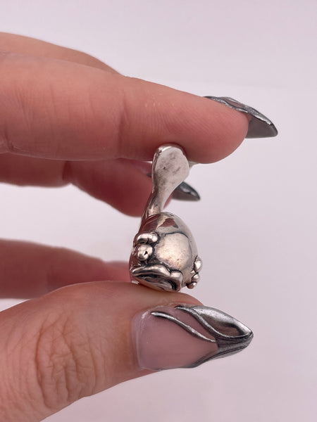 sterling silver puffy whale pendant