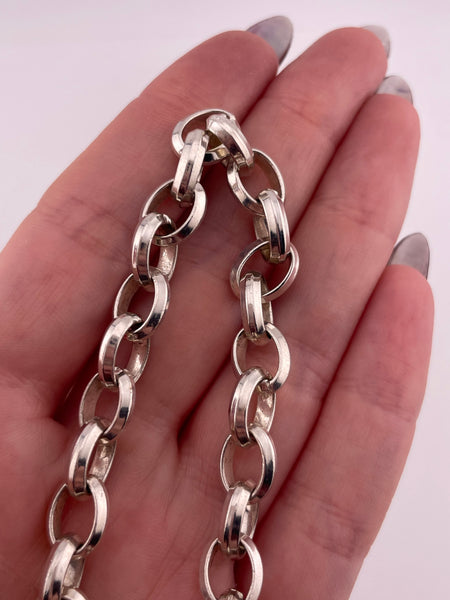 sterling silver 7 7/8" Milor chunky over-sized clasp chain link bracelet