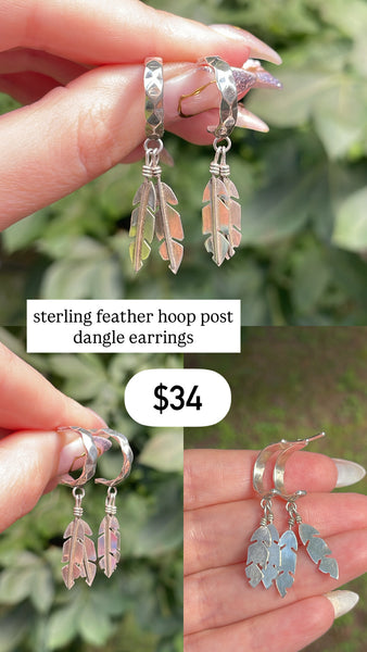 RESERVED PRIVATE LISTING -- sterling silver feather hoop earrings B4