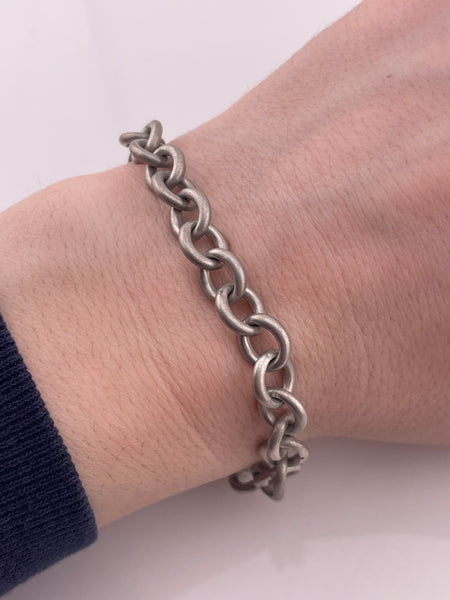 sterling silver 8" matte finish cable chain link bracelet