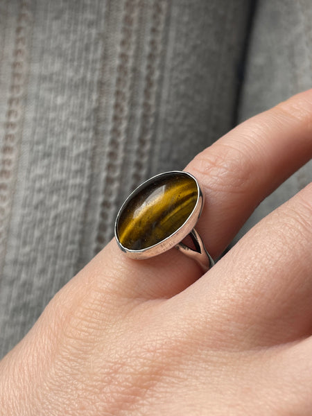 size 5.75 sterling silver tigers eye ring