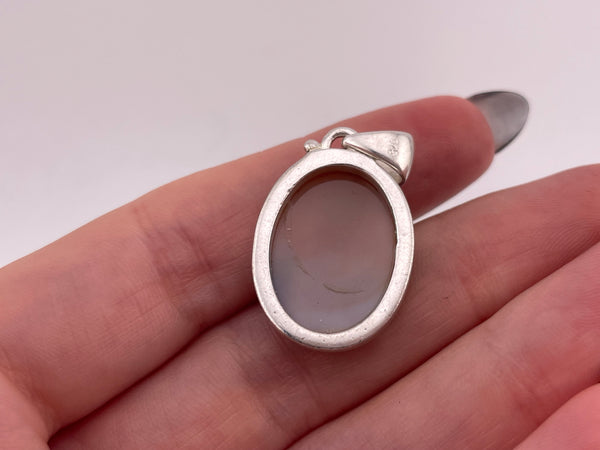 sterling silver dendritic agate pendant