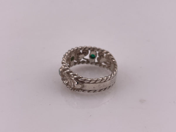 size 6.25 sterling silver shamrock green quartz ring