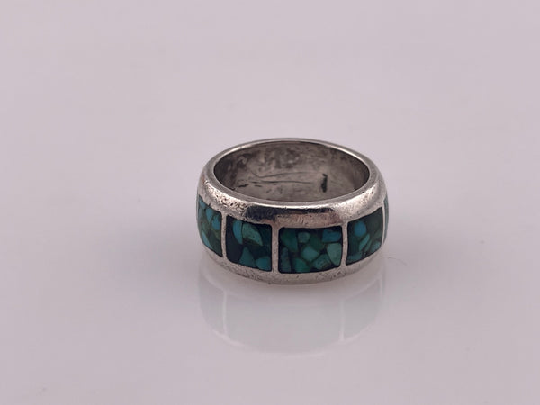size 5.25 sterling silver crushed turquoise band ring
