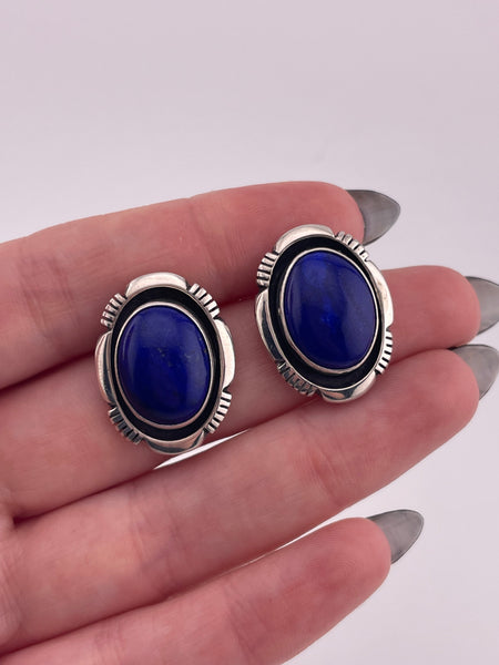 sterling silver M. Nez lapis post earrings