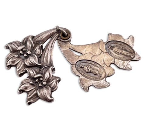 sterling silver religious flower slide pendant