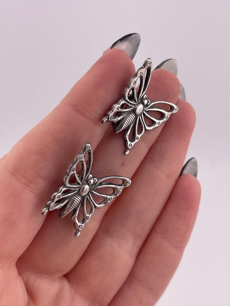 sterling silver butterfly screw-back earrings