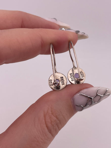 sterling silver Sajen faceted amethyst hook earrings