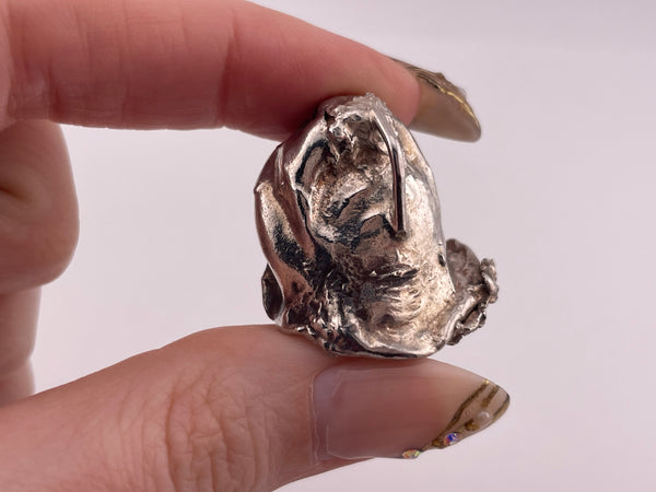 sterling silver solid artisan flower  pendant