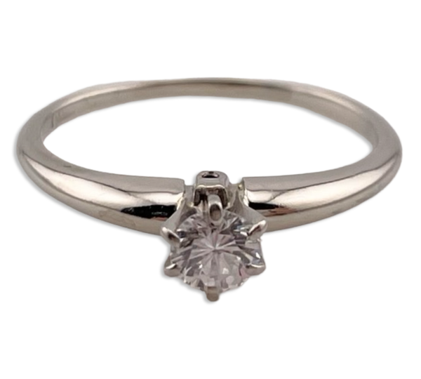 size 7 14k white gold solitaire diamond prong set ring