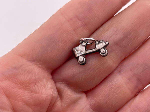 sterling silver puffy roller skate pendant