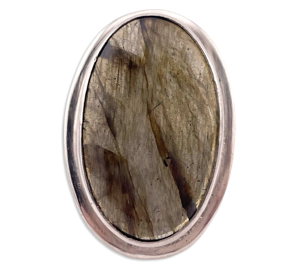 size 10 sterling silver chunky oval labradorite ring