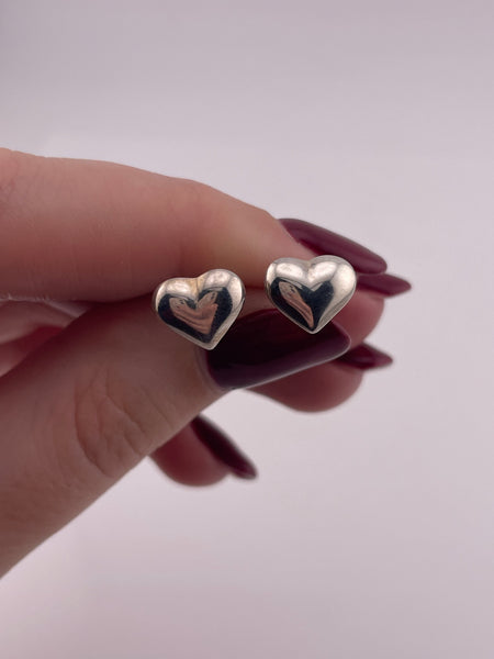 sterling silver small puffy heart post earrings