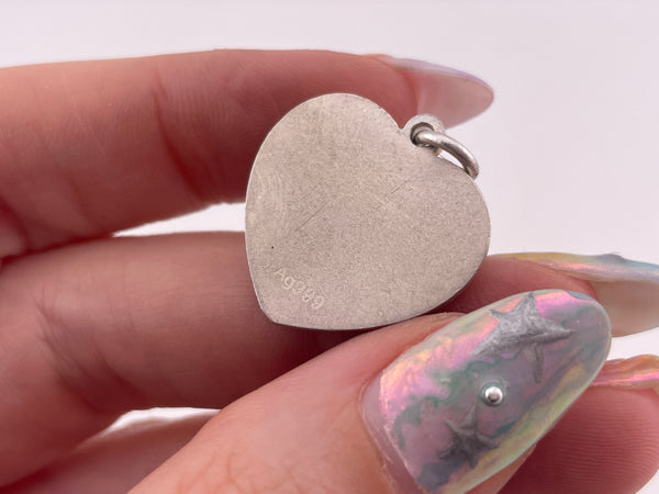 fine silver small queen bee graphic heart pendant