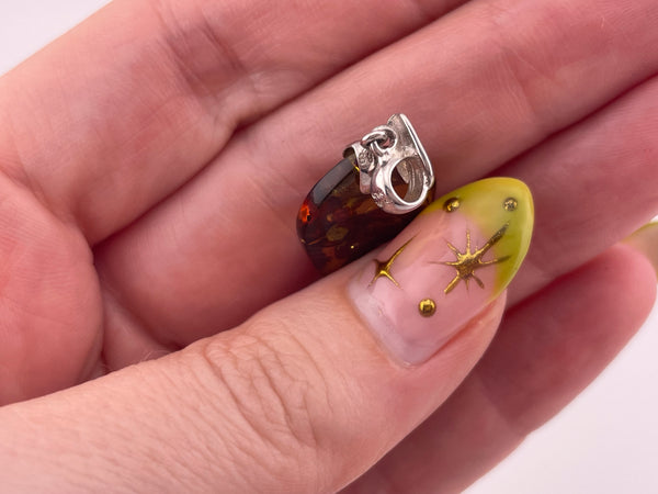 sterling silver faux amber pendant