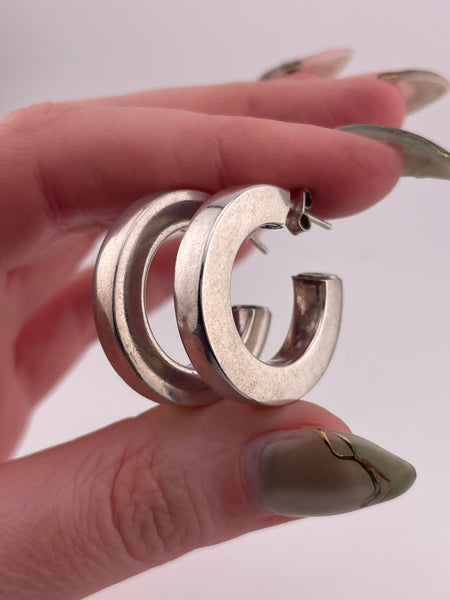 sterling silver 1" partial hoop earrings