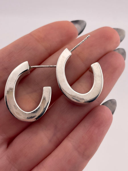 sterling silver chunky hoop post earrings