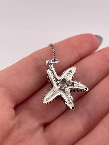 sterling silver 16-1/4" electro-form starfish necklace
