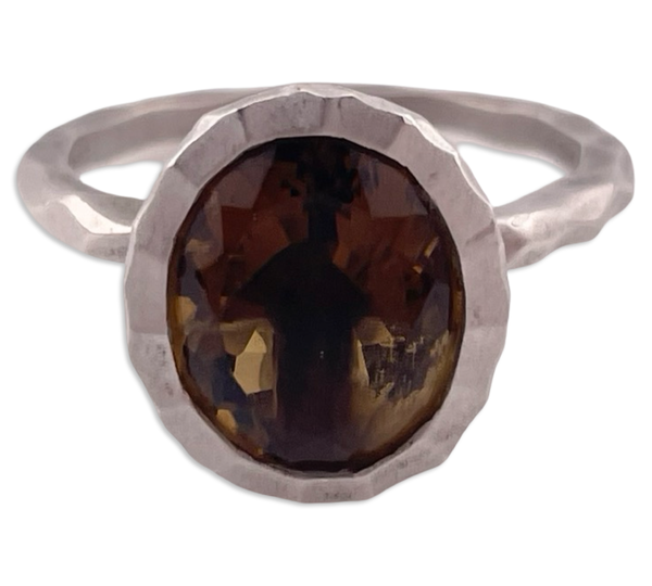 size 10 sterling silver faceted stone matte finish ring