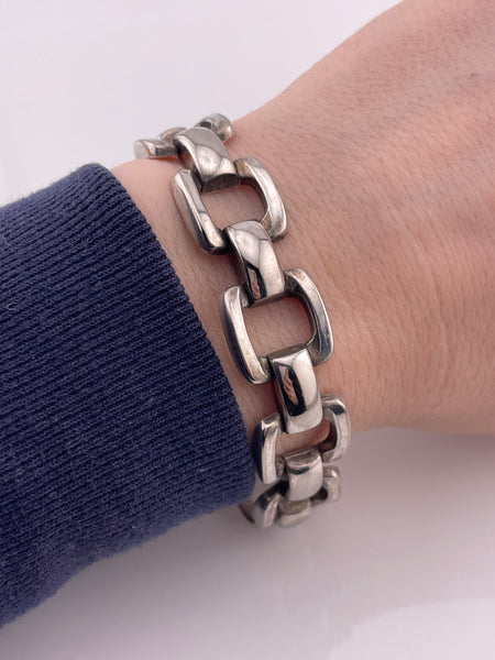 sterling silver 7-1/4" square link bracelet