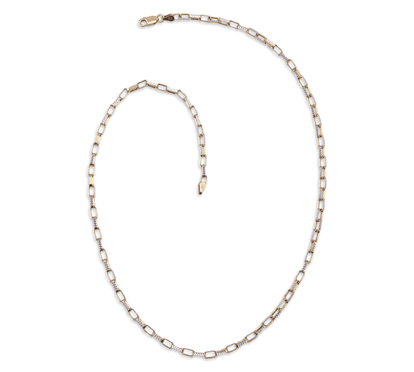 sterling silver 18-1/2" two toned gold wash etched textured paperclip necklace