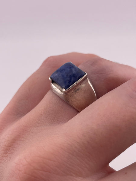size 7 sterling silver chunky square sodalite ring