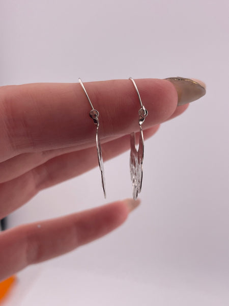 sterling silver hammered flat flower hoop earrings