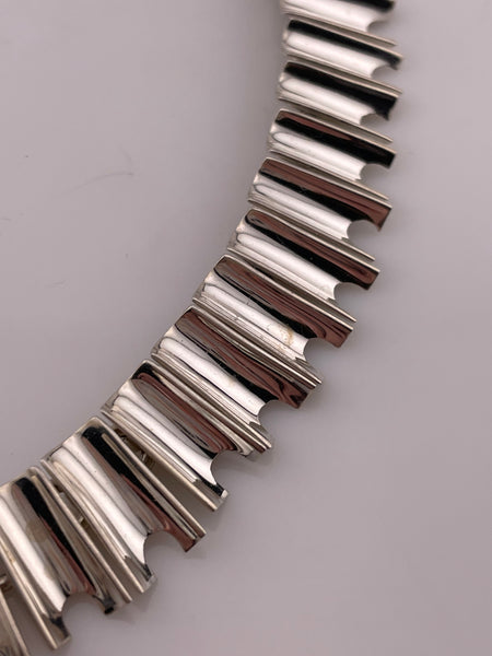 sterling silver heavy Mexican modern stoneless collar necklace