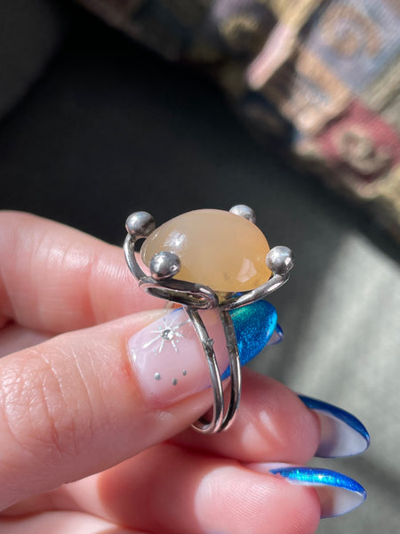 size 6.5 sterling silver agate ring **AS IS**