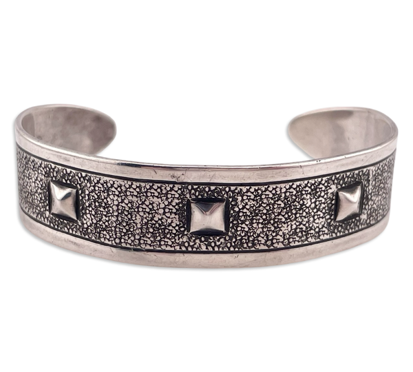 sterling silver stoneless textured cuff bracelet