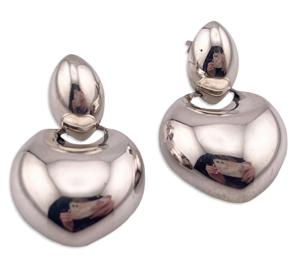 sterling silver puffy stoneless door-knocker post earrings