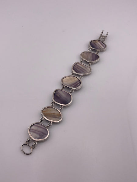 sterling silver 7-1/2" wampum shell bracelet